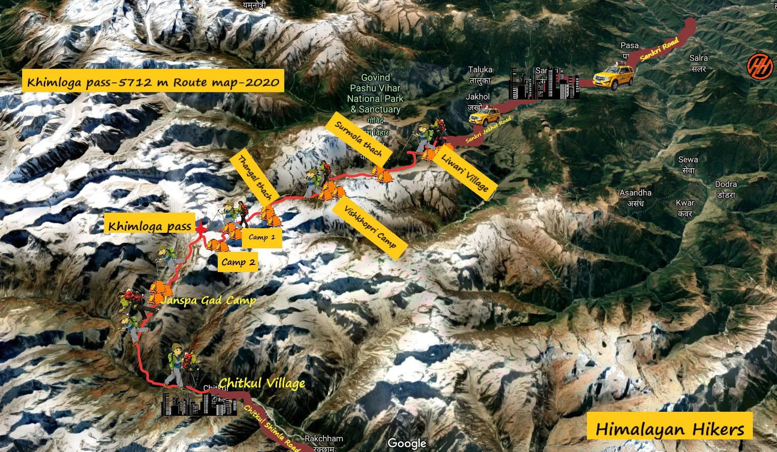 Khimloga Pass Trek Trek Map