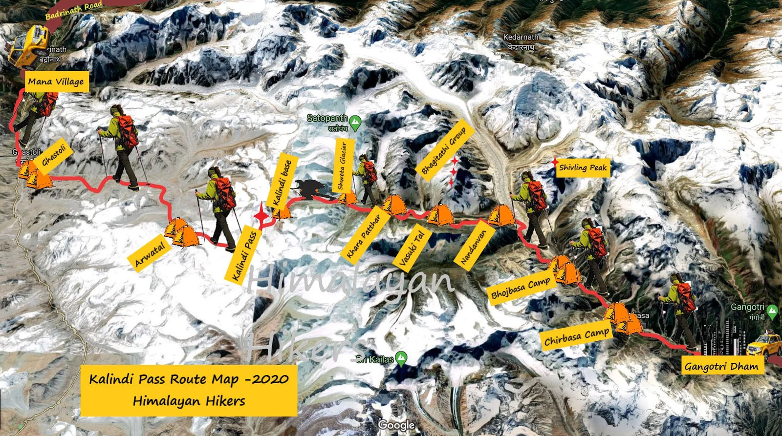 Kalindi pass Trek Map