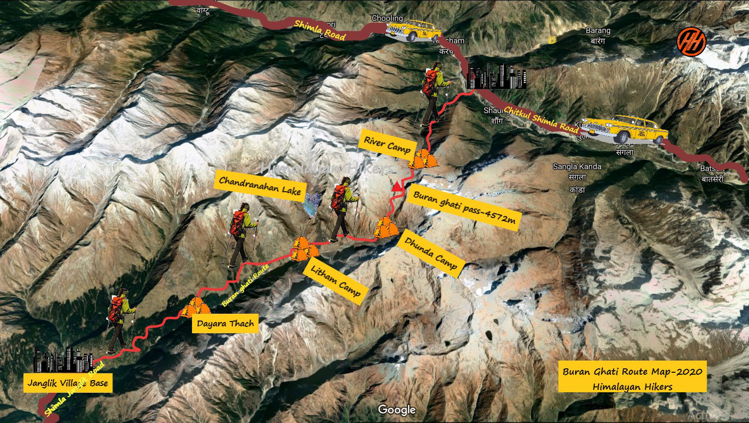 Buran Ghati Trek Route Map