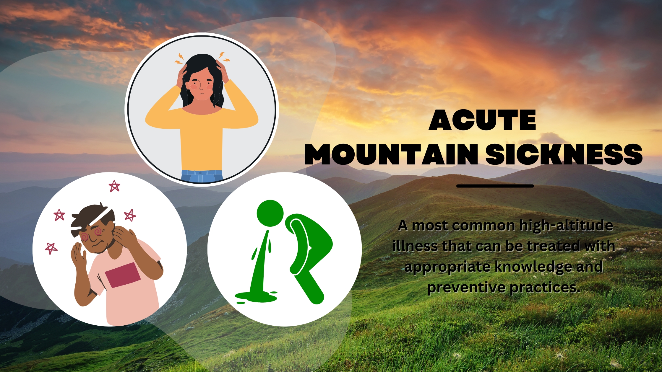 Acute Mountain Sickness (AMS) – Causes, symptoms, prevention, and treatment for trekkers and climbers at high altitudes.